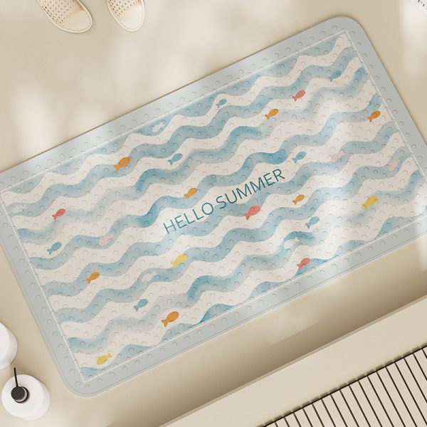 Ocean wave small fish summer shower mat for children