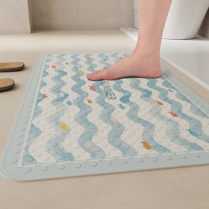 Ocean wave small fish summer shower mat for children