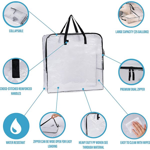 5 Pack Over-Sized Clear Organizer Storage Bag