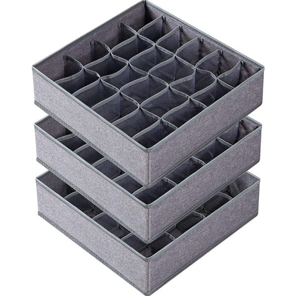 3 Pack Sock Underwear Organizer Dividers Storage Boxes