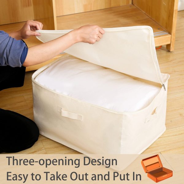 3 Pack Canvas Closet Organizers Comforters Storage Bags