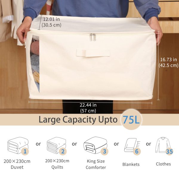 3 Pack Canvas Closet Organizers Comforters Storage Bags