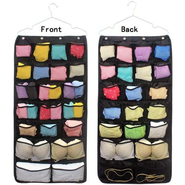 42 Pockets Dual-Sided Underwear Hanging Closet Organizer Storage Bag