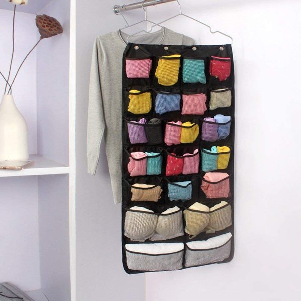 42 Pockets Dual-Sided Underwear Hanging Closet Organizer Storage Bag