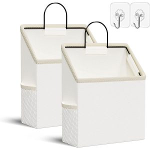 2 Pack Wall Hanging Sticky Hook Storage Bag