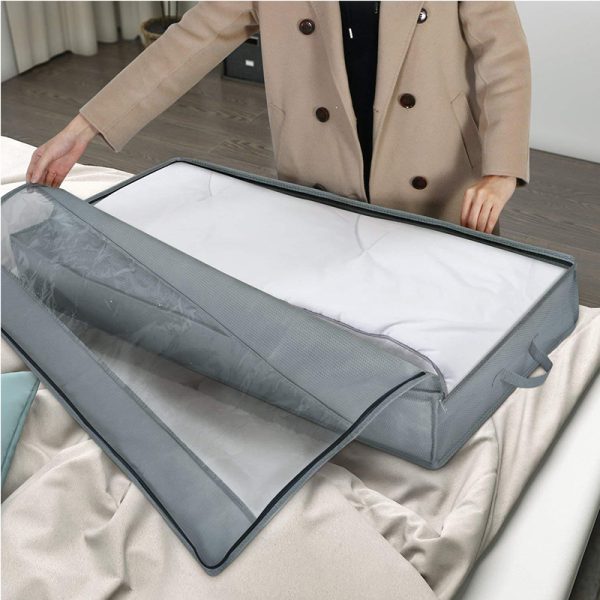 2 Pack Foldable Moving With Handles Zips Underbed Clothes Storage Bag