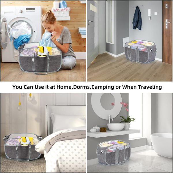 Mesh Collapsible Pop Up Laundry Basket Storage Bag