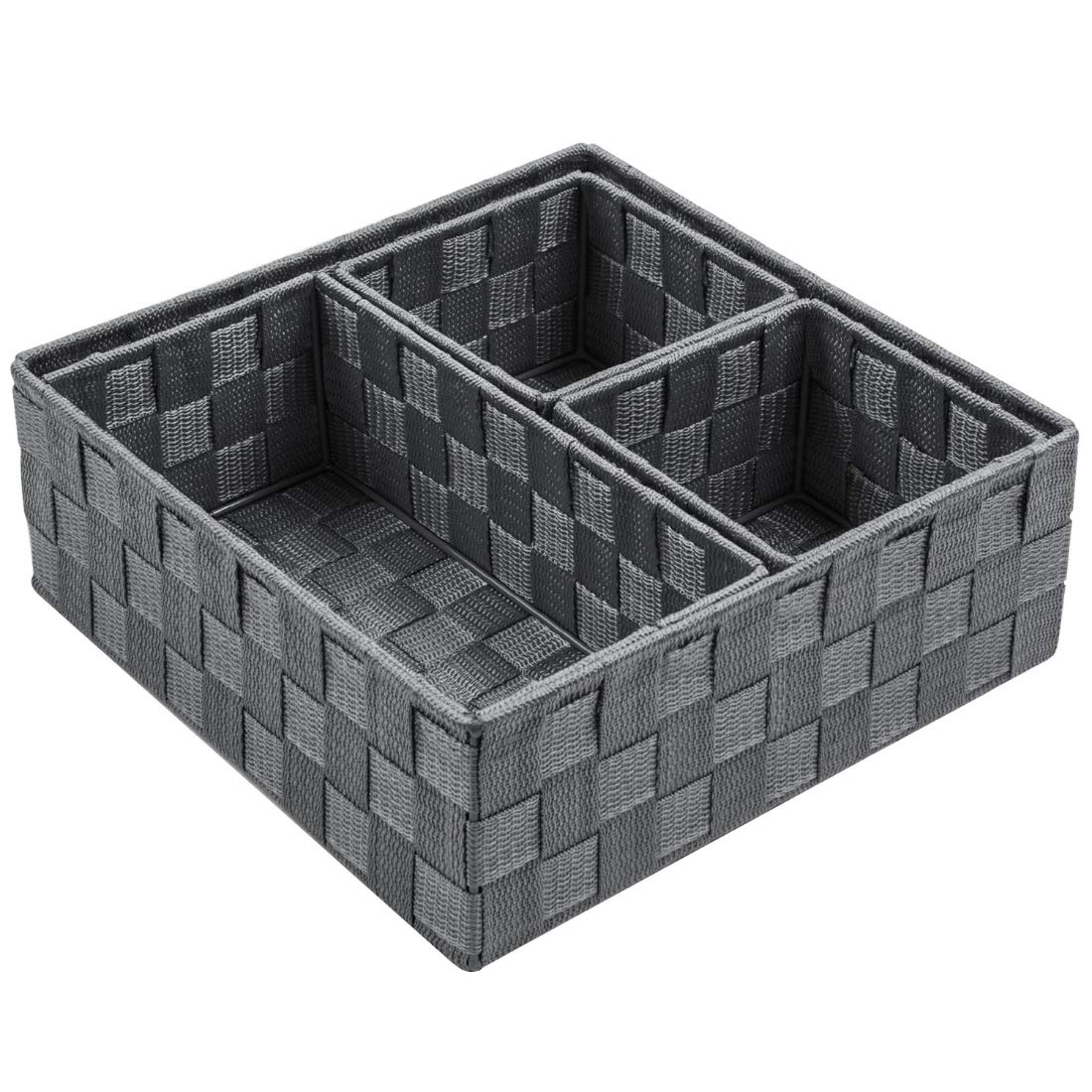 4 Set Organizing Woven Cube Bin Container Storage Baskets