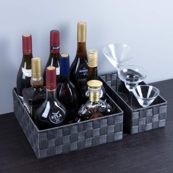 4 Set Organizing Woven Cube Bin Container Storage Baskets