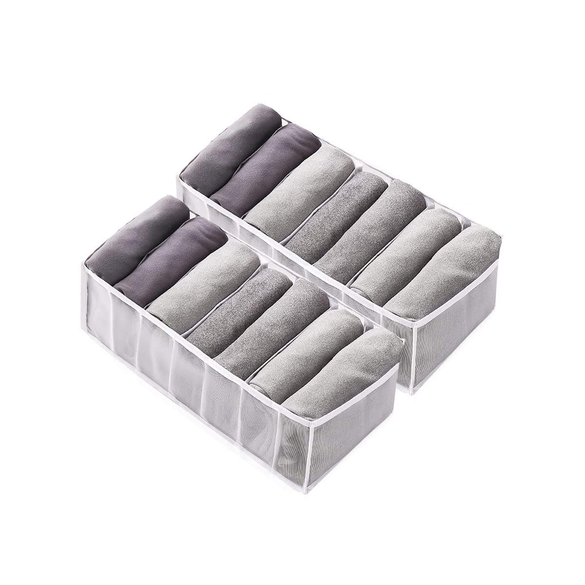 2 Pack Clothes Organizer 7 Grids Drawers Storage Box