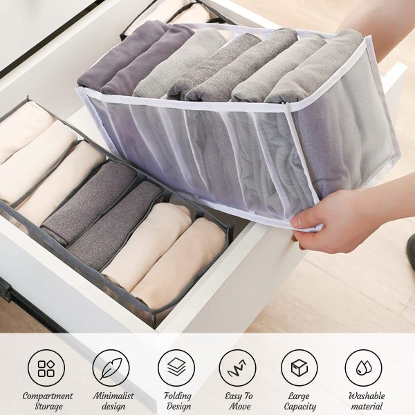 2 Pack Clothes Organizer 7 Grids Drawers Storage Box