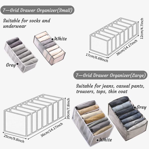 2 Pack Clothes Organizer 7 Grids Drawers Storage Box