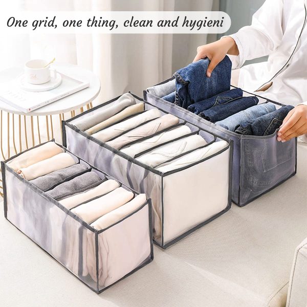 2 Pack Clothes Organizer 7 Grids Drawers Storage Box