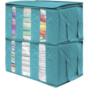 2 Pack Foldable Clothes Blankets Closets Storage Bag