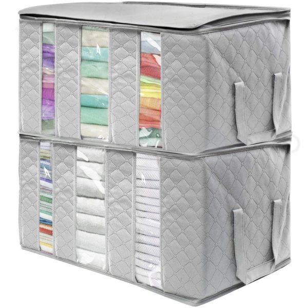 2 Pack Foldable Clothes Blankets Closets Storage Bag