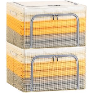 2 Pack Stackable Foldable Steel Frame Storage Boxes