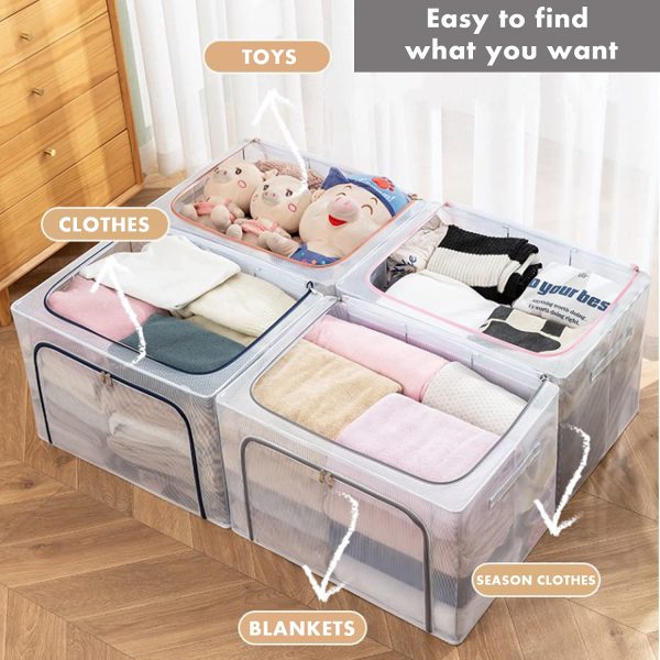 2 Pack Stackable Foldable Steel Frame Storage Boxes