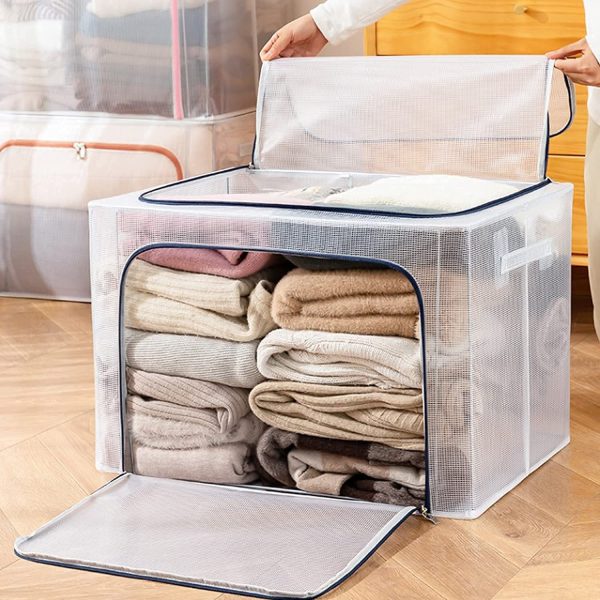 2 Pack Stackable Foldable Steel Frame Storage Boxes