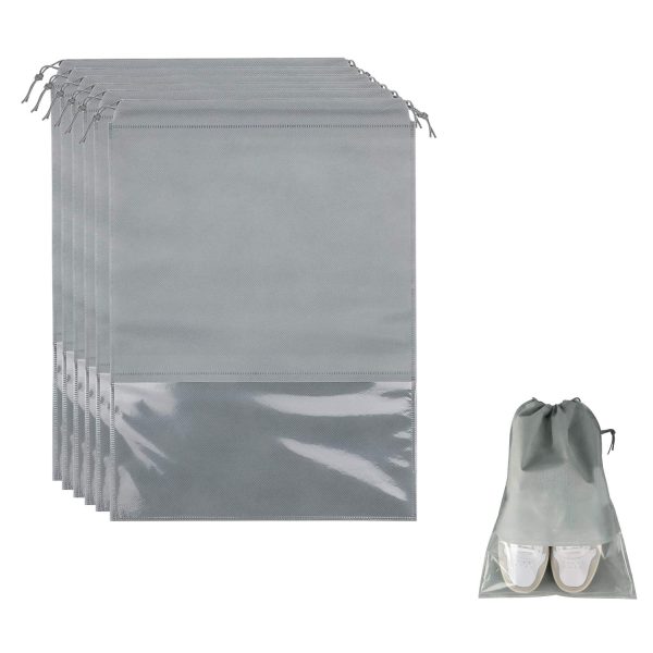 6 Pcs Large Drawstring Clear Window Shoe Storage Bags