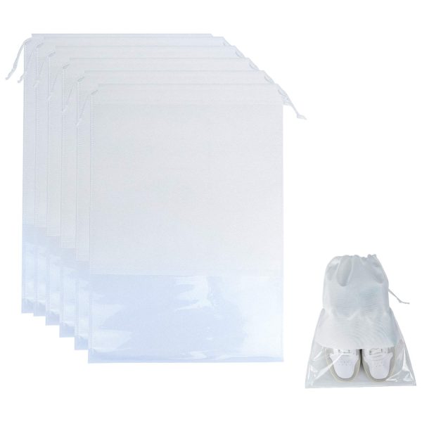 6 Pcs Large Drawstring Clear Window Shoe Storage Bags