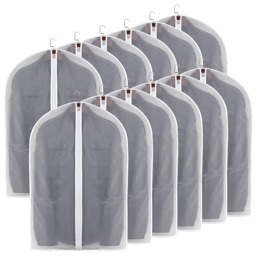 12 Pack Hanging Clothes Lightweight Clear Full Zipper Suit Storage Bags