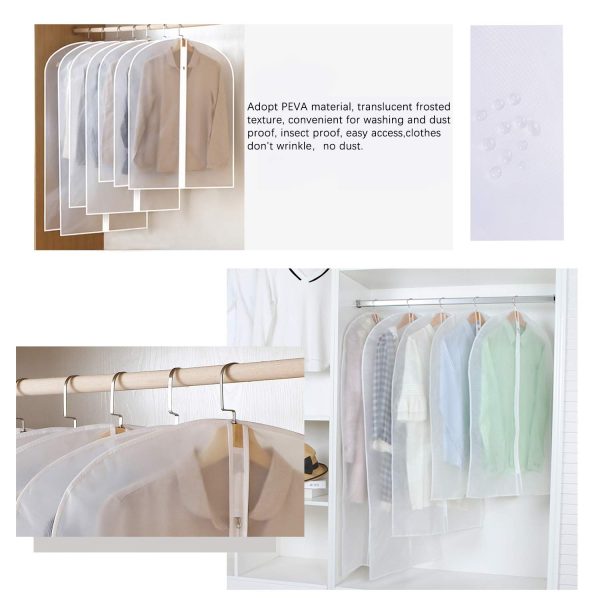 12 Pack Hanging Clothes Lightweight Clear Full Zipper Suit Storage Bags