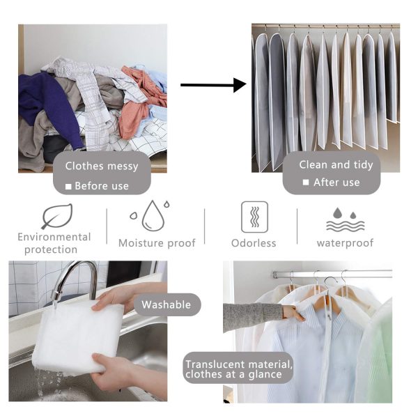 12 Pack Hanging Clothes Lightweight Clear Full Zipper Suit Storage Bags