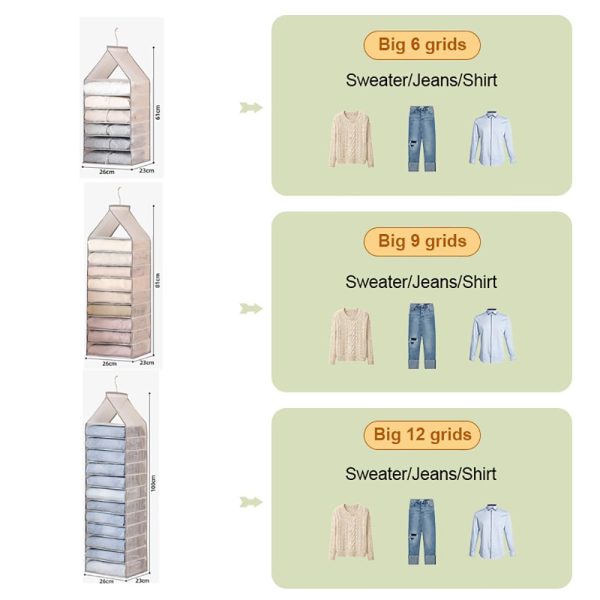 Large Grids Wardrobe Hanging Wardrobe Pants Storage Bag