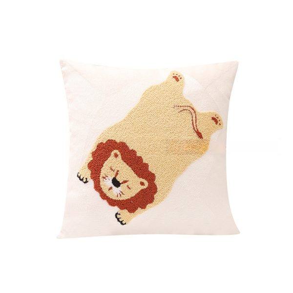 Cartoon Tiger Embroidered Pillow - Playful Accent