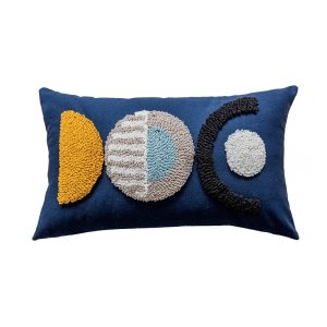 Blue Velvet Circle Pillow - Nordic Moroccan Style