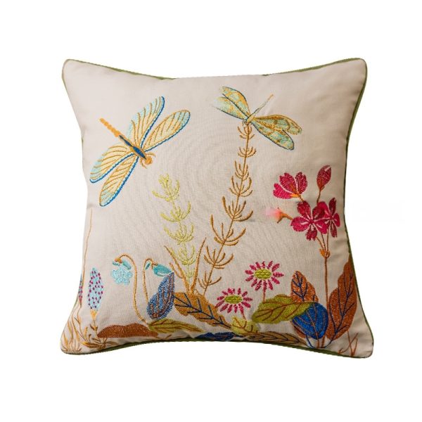 Embroidered Pillow Cover - Rustic Charm Style