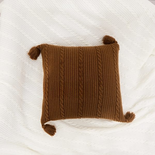 Knitted Pillow Cover - Nordic Tassel Fringe