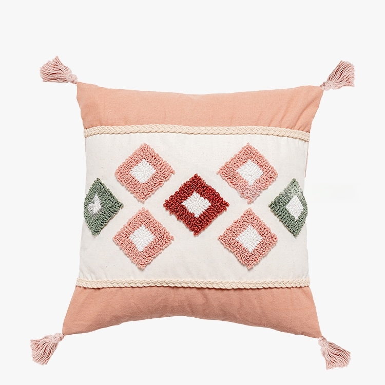 Nordic Velvet Pillow - Bohemian Style with Tassel Fringe