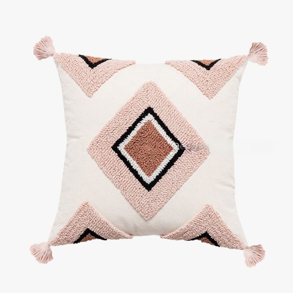 Nordic Velvet Pillow - Bohemian Style with Tassel Fringe