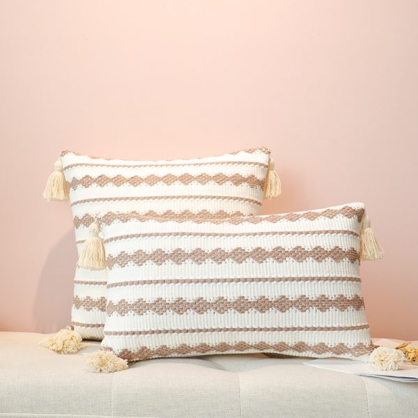 Striped Tassel Pillow Cover - Nordic Bohemian Style