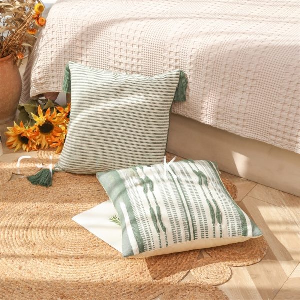 Mint Green Pillow Cover - Exotic Fringe Trim