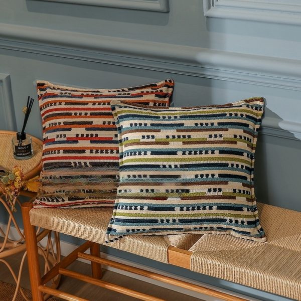 Nordic Striped Pillow Cover - Minimalist Snowy Texture