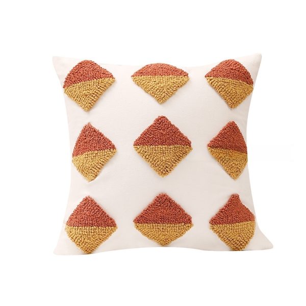 Moroccan Style Orange Pillow Cover - Circle Plush