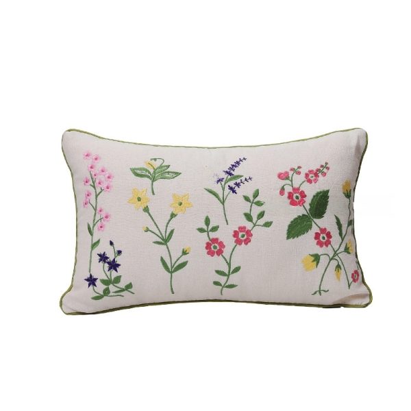 Floral Embroidered Pillow Cover - Countryside Style