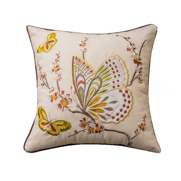 Embroidered Pillow Cover - Rustic Charm Style