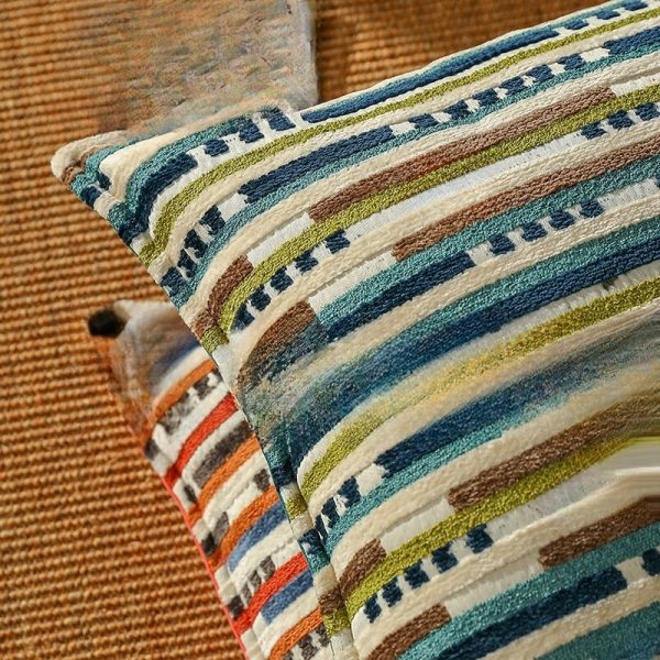 Nordic Striped Pillow Cover - Minimalist Snowy Texture