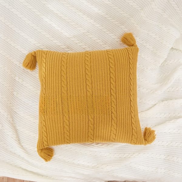 Knitted Pillow Cover - Nordic Tassel Fringe