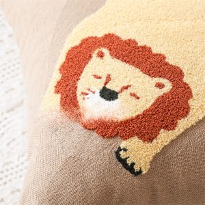 Cartoon Tiger Embroidered Pillow - Playful Accent