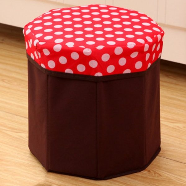 Round Folding Storage Ottoman, Round Dot