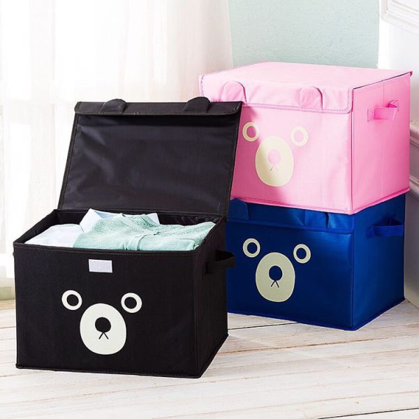 Oxford Fabric Storage Box - Adorable Teddy Bear Cartoon Children's Toy and Clothing Organizer