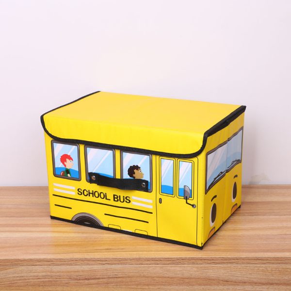 Laminated Cartoon Car Non-Woven Fabric Foldable Storage Box - Clothing Organizer and Multifunctional Children's Toy Storage Bench