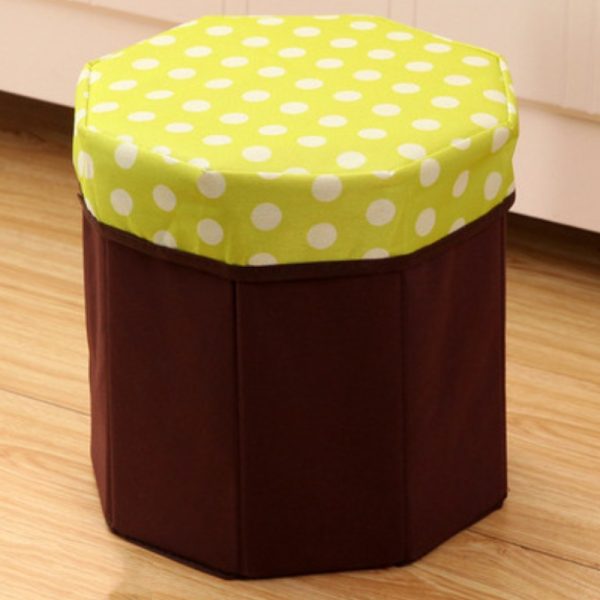 Round Folding Storage Ottoman, Round Dot