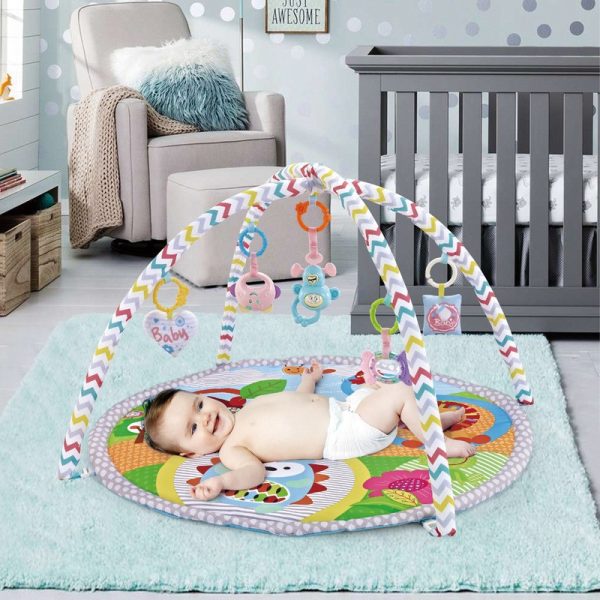 Round Cartoon Animal Cotton Gym Frame Baby Crawling Mat