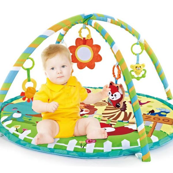 Round Cartoon Animal Cotton Gym Frame Baby Crawling Mat