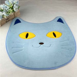 Blue cartoon cat head embroidered baby crawling mat